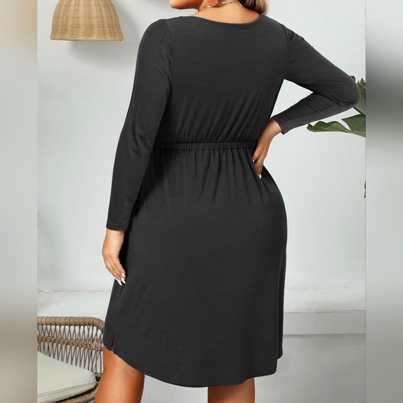 Dress Button Down Long Sleeve Crew Neck In Black Plus Size XL NEW 2026 - Picture 10 of 13